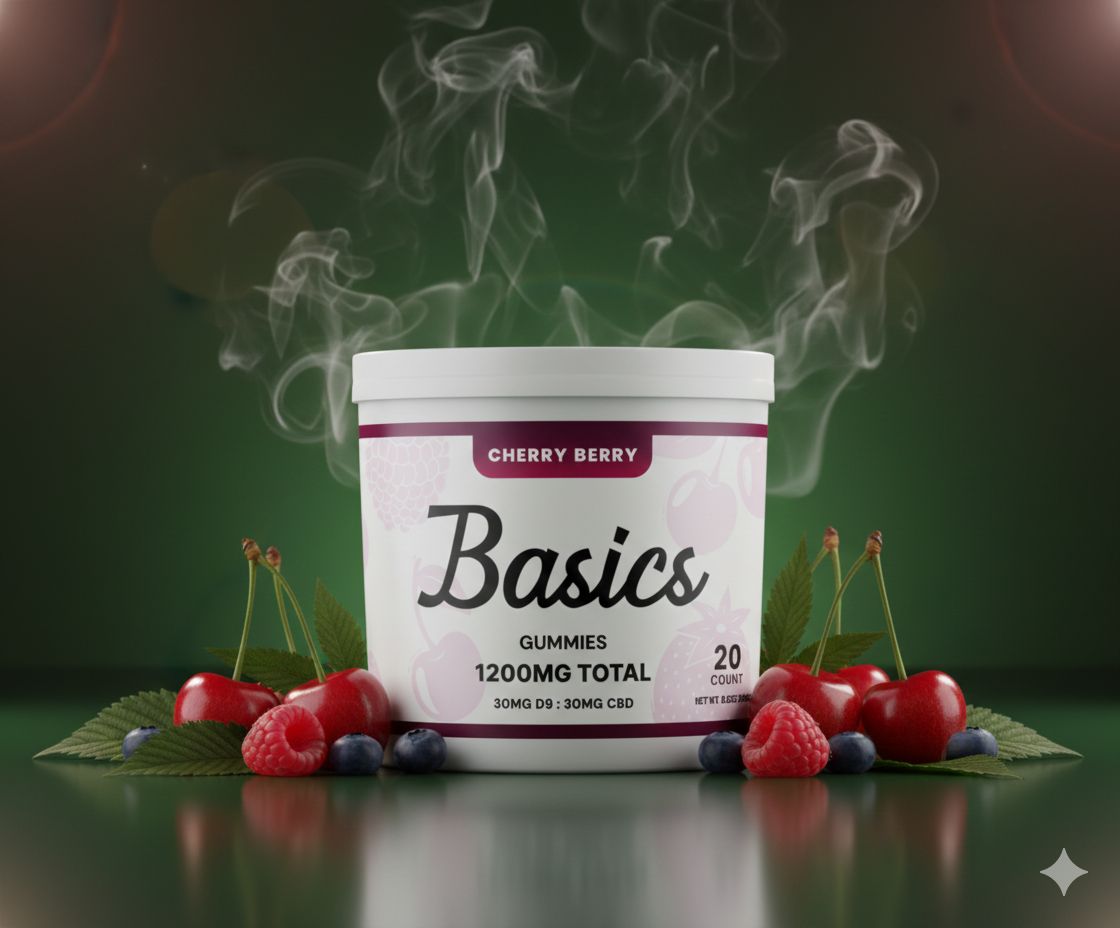 Basics Nano D9  Gummies, flavor: Cherry Berry