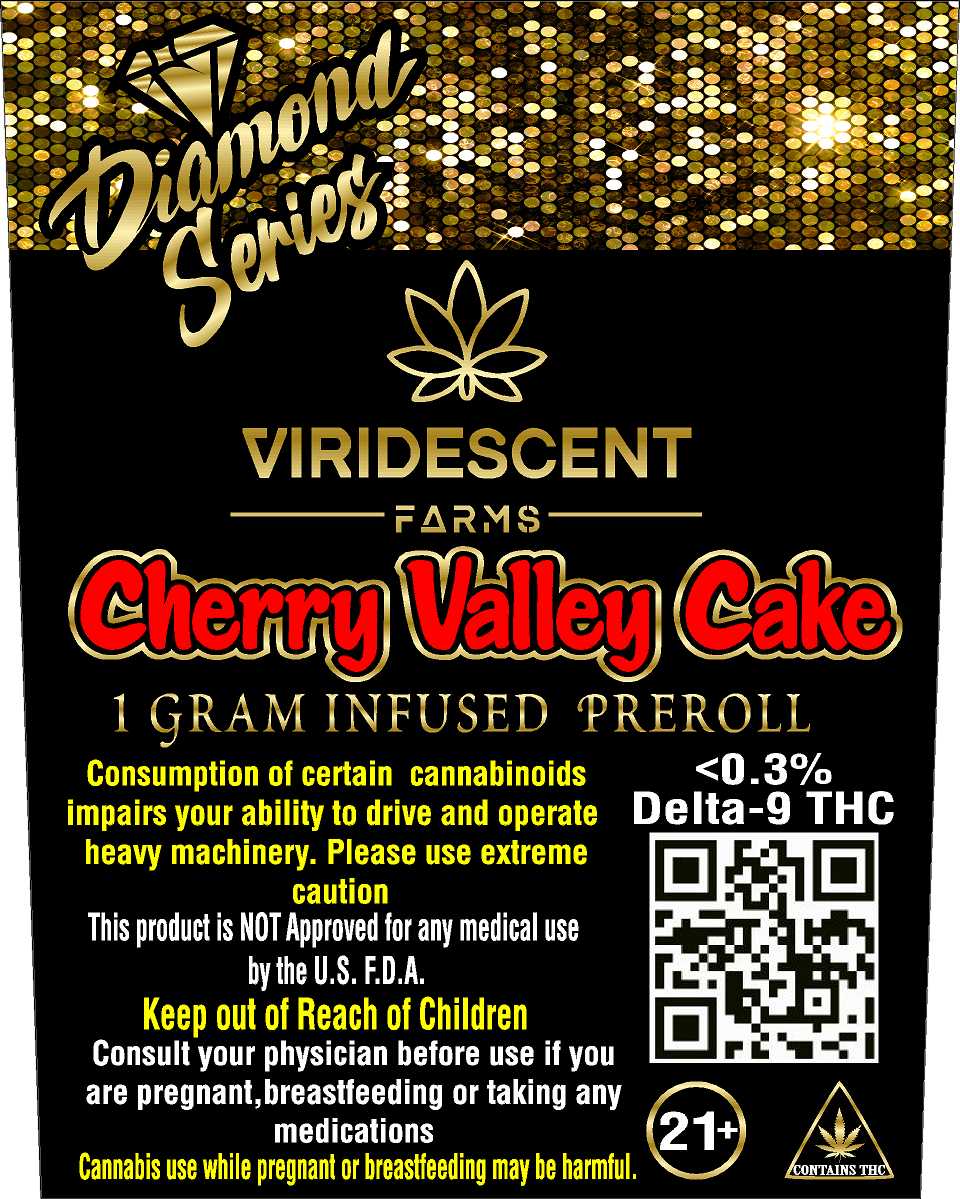 Diamond Series Pre-Roll, Strain: Cherry Valley Cake (S)