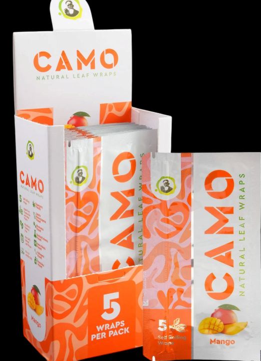 Camo Natural Leaf Wraps 5pk, flavor: Mango