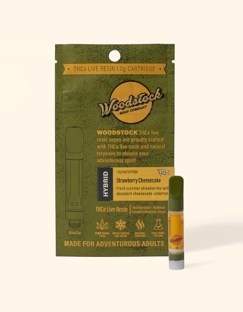Woodstock THCa Liquid Diamond Live Resin 1.0g Cartridge, Strain: Strawberry Cheesecake (H)