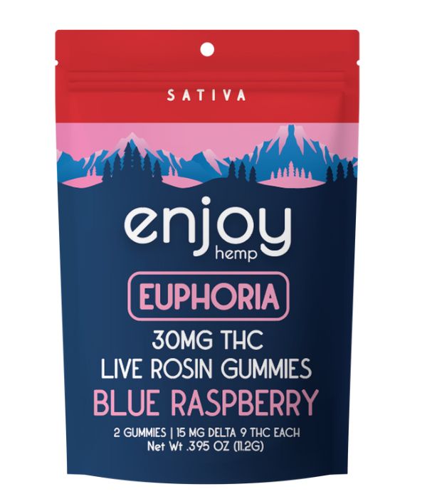 Live Rosin 30mg 2 Pack Delta 9 THC Gummies, Effect: Euphoria Sativa-Infused Blue Raspberry