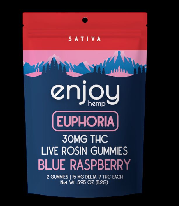 Live Rosin 30mg 2 Pack Delta 9 THC Gummies, Effect: Euphoria Sativa-Infused Blue Raspberry