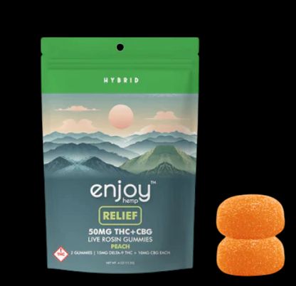 50 mg Relief Gummies - Peach- Delta 9 + CBG - Enjoy
