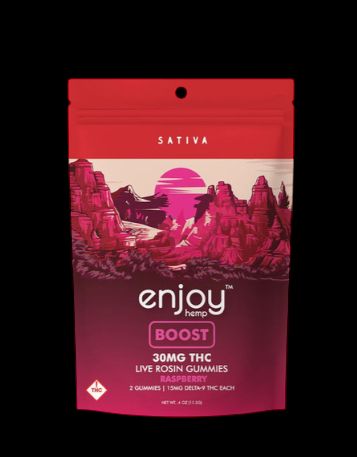 Live Rosin 30 mg Delta 9 THC Gummies for Boost - Sativa-Infused Raspberry