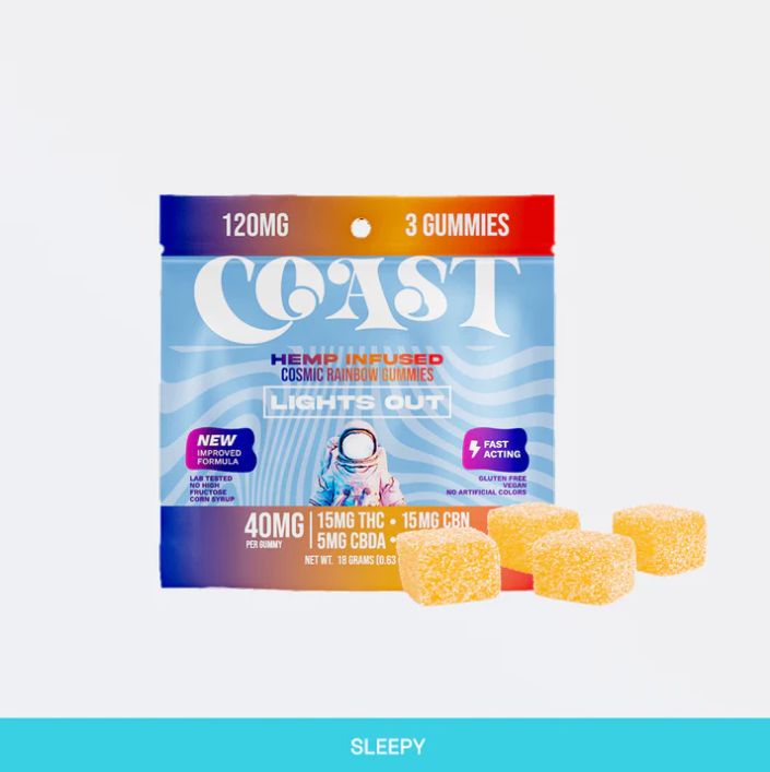 Coast Hemp Infused Gummies 3pk, Effect: Lights Out (Sleep)