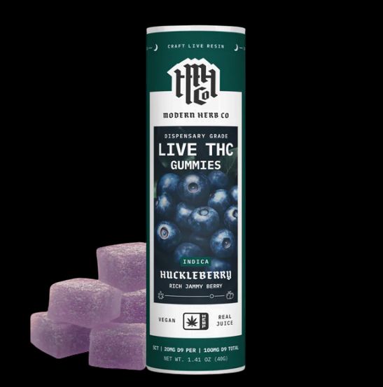 Live Resin D9 THC Gummies 5ct, flavor: Huckelberry (I)