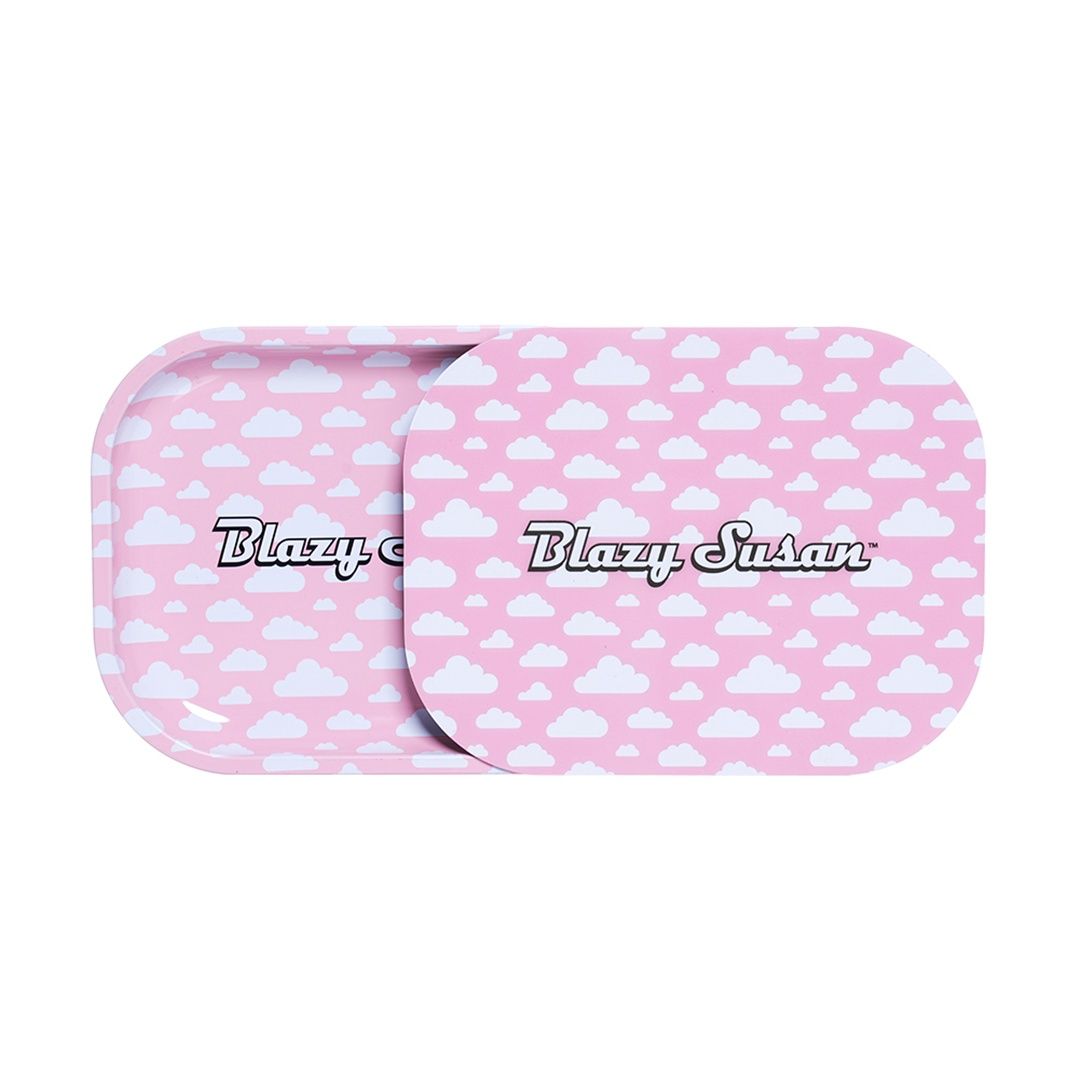 Blazy Susan Rolling Tray (with Lid), Color: Pink Clouds, Size: Small