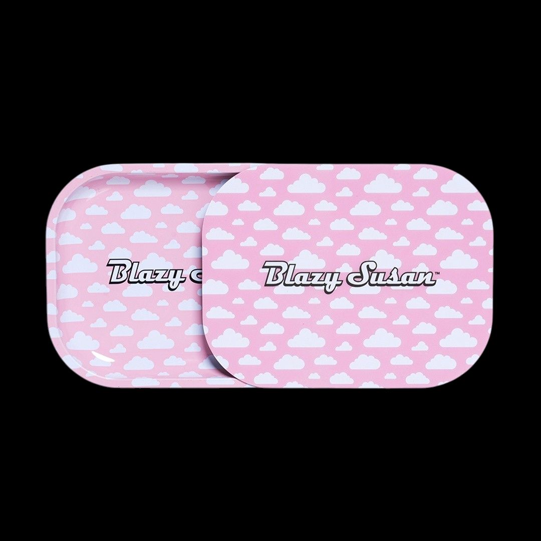Blazy Susan Rolling Tray (with Lid), Color: Pink Clouds, Size: Small