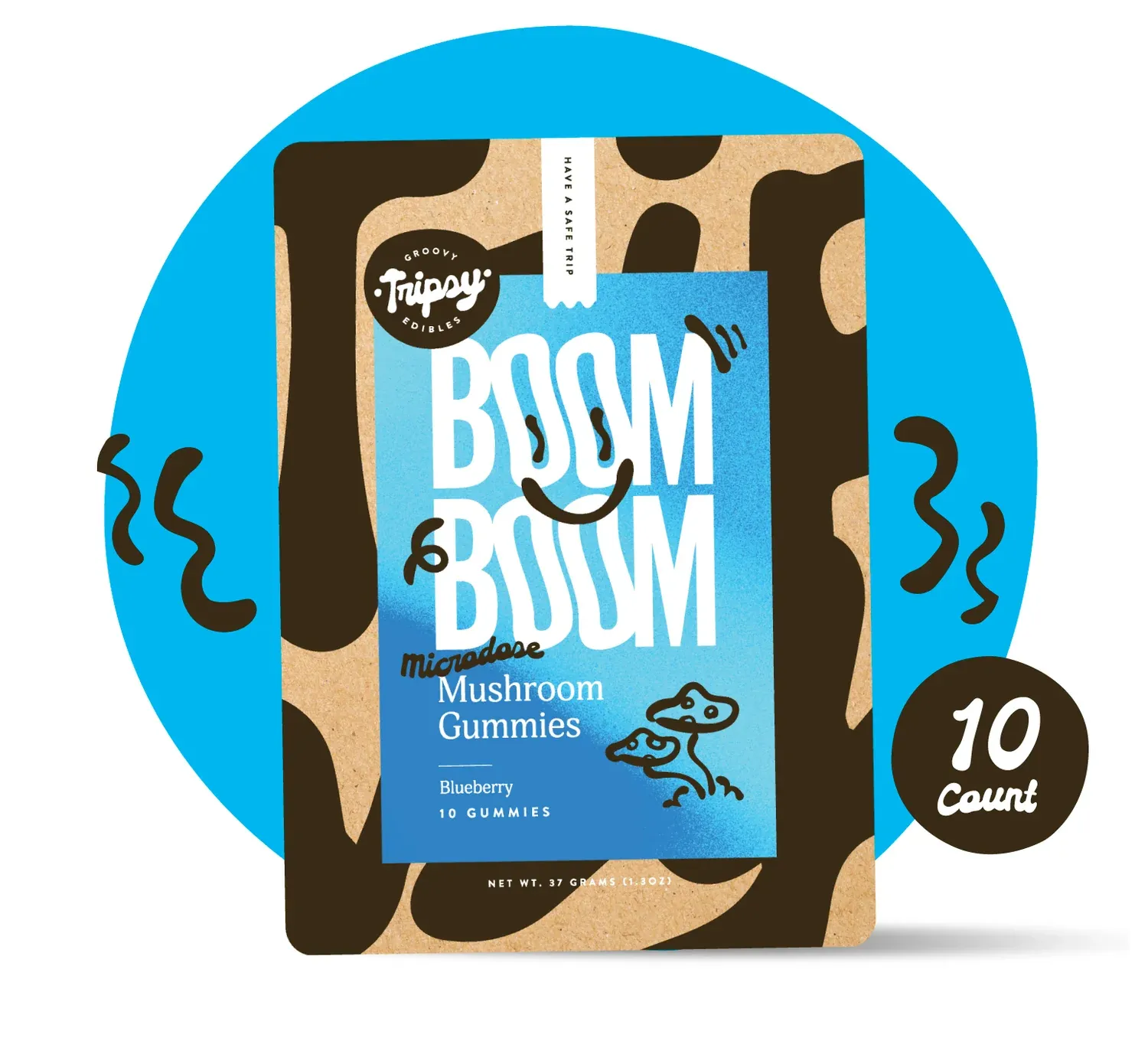 Tripsy BOOM BOOM 10ct. Microdose Mushroom Gummies,, flavor: Blueberry