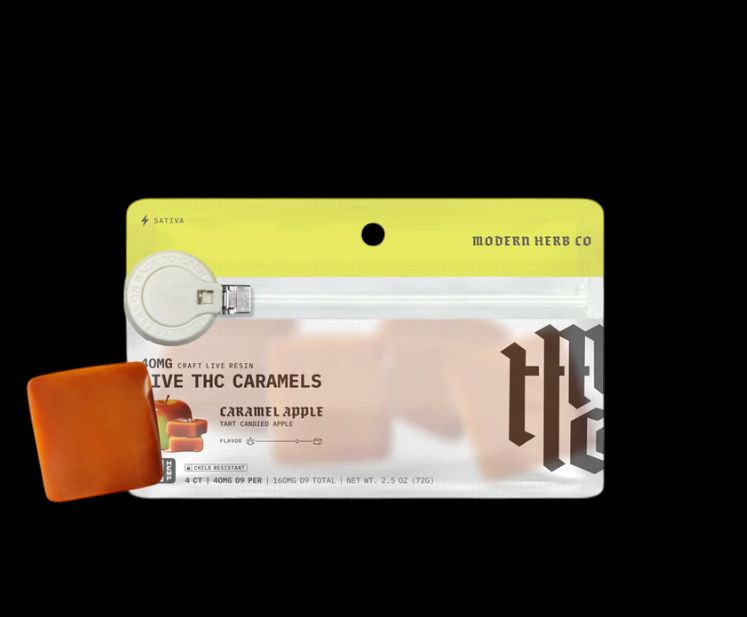 Live Resin Delta 9 Caramels 4ct, Strain: Caramel Apple (Sativa)