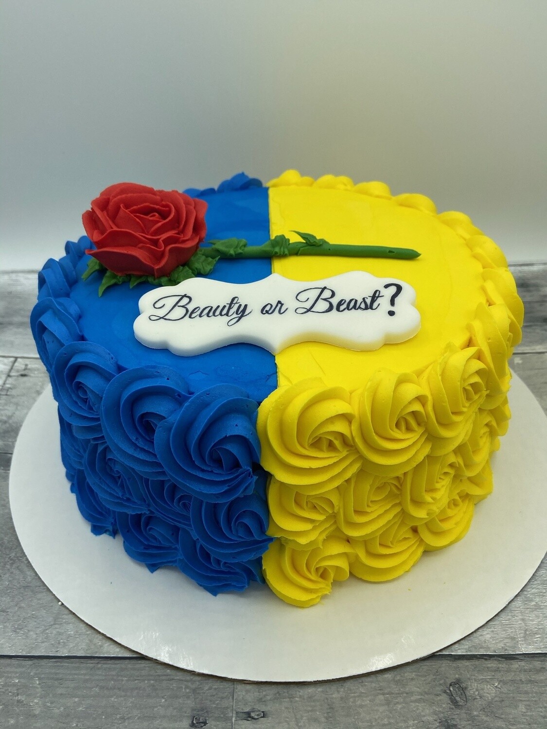 Beauty or Beast Gender Reveal Cake