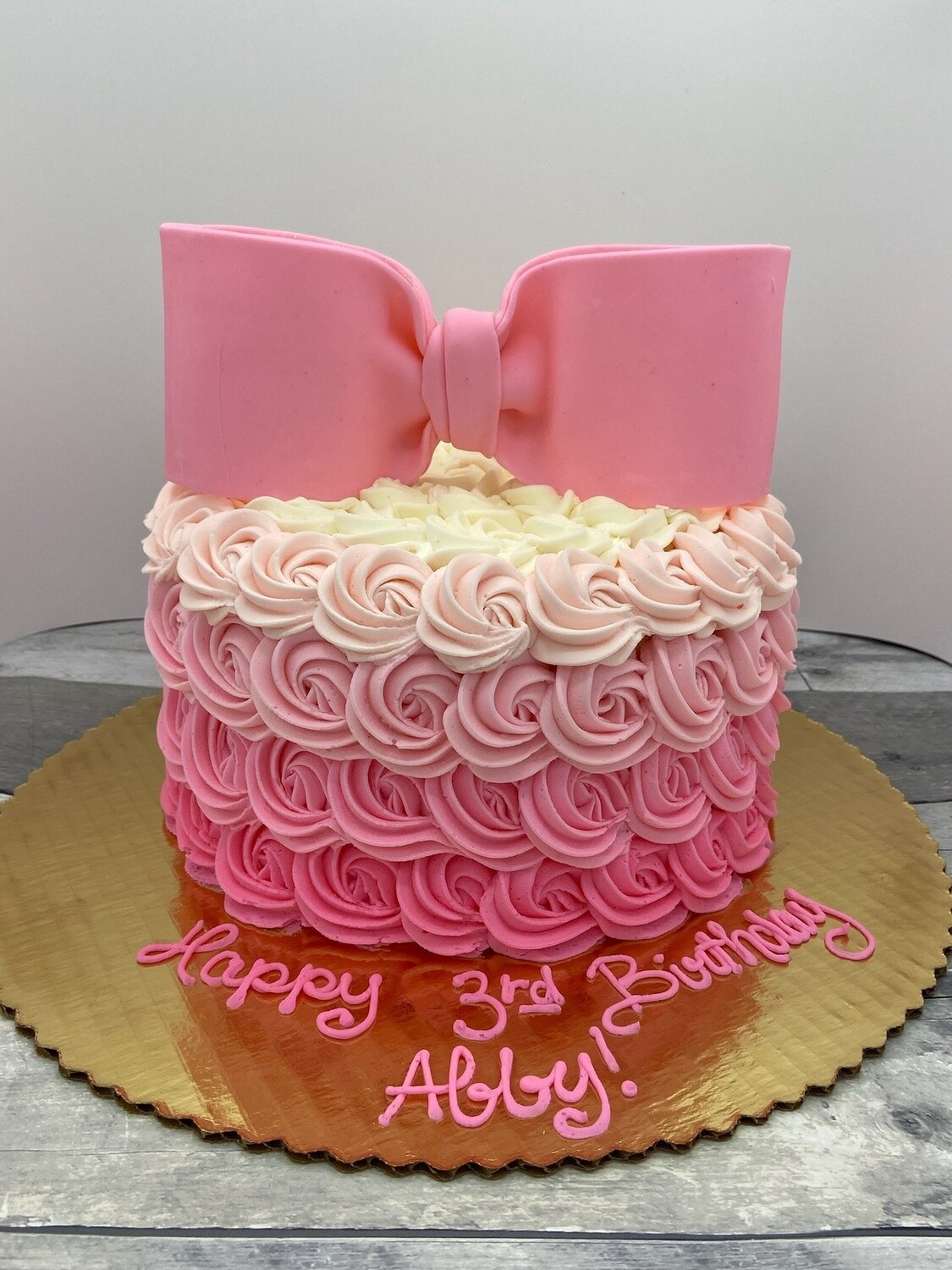 Ombre Rosette Cake with Bow Topper