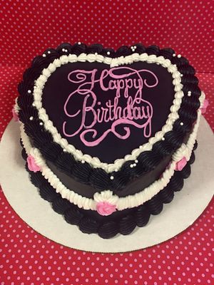 Vintage Black, White, and Pink Heart Shaped Cake