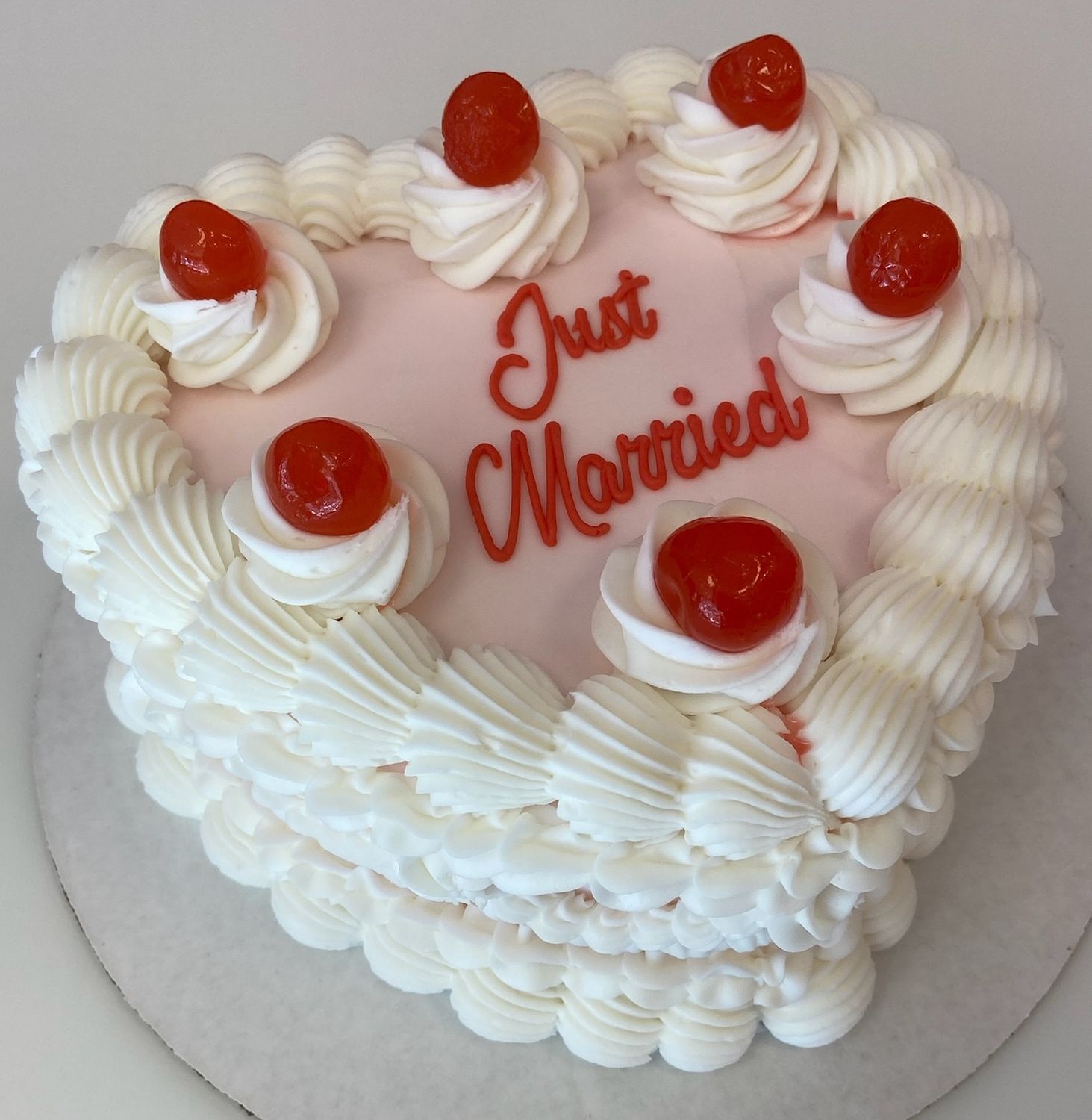 Vintage Heart Cake with Cherries