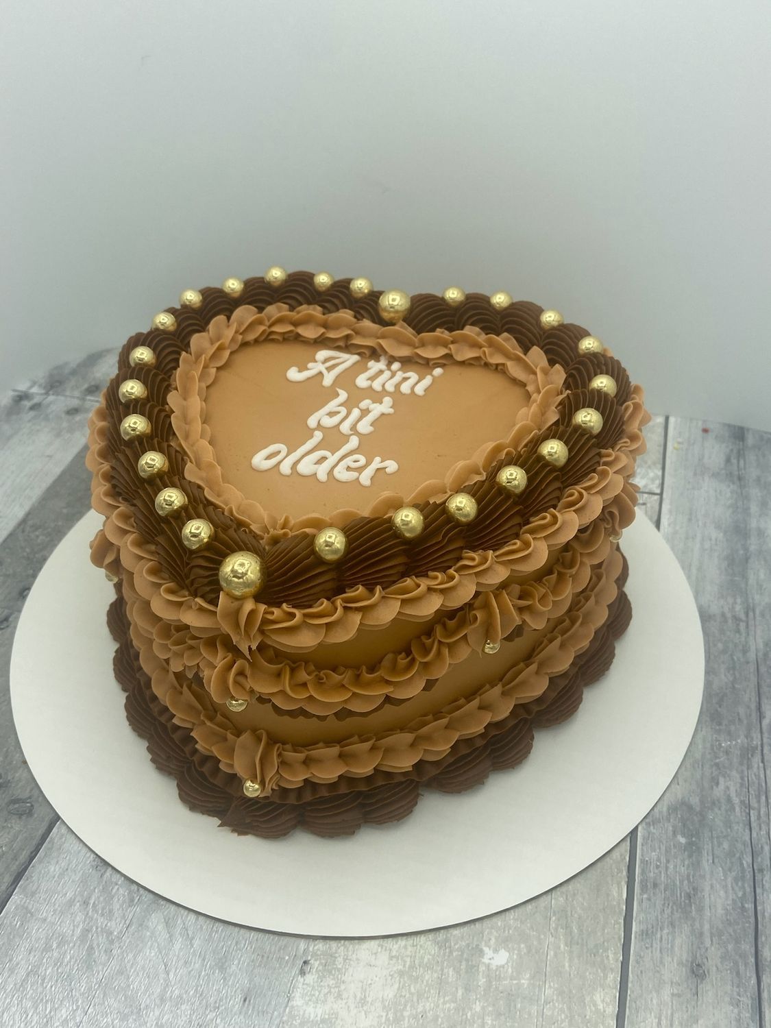 A Tini Bit Older Vintage Espresso Martini Heart Cake