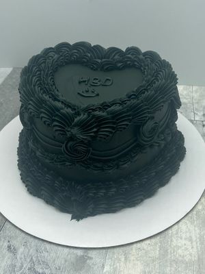 All Black Vintage Heart Cake
