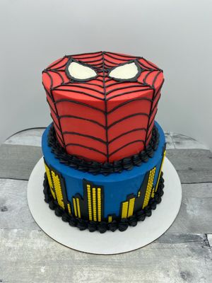 Spiderman Two Tier Birthday Cake