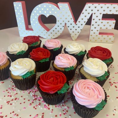Valentine Rose Cupcakes - Dozen