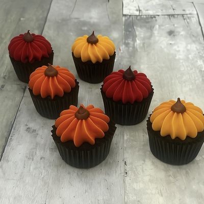 Thanksgiving Fall Pumpkin Theme Mini Cupcakes - 1 Dozen