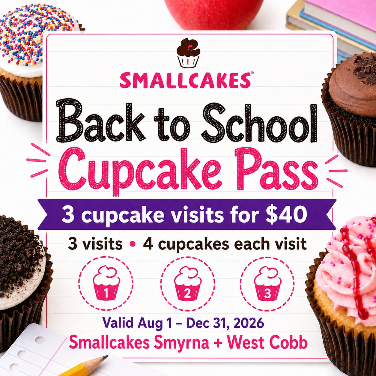 Back to School Cupcake Pass