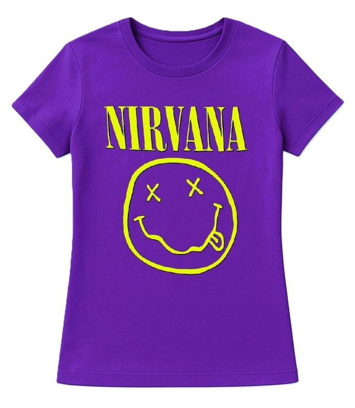 Nirvana Yellow Smiley Ladies T-Shirt