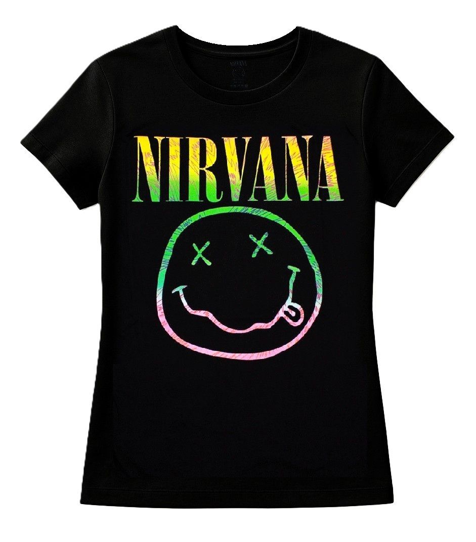 Nirvana Sorbet Ray Happy Face Ladies T-Shirt