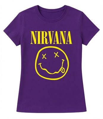 Nirvana Yellow Smiley Ladies T-Shirt