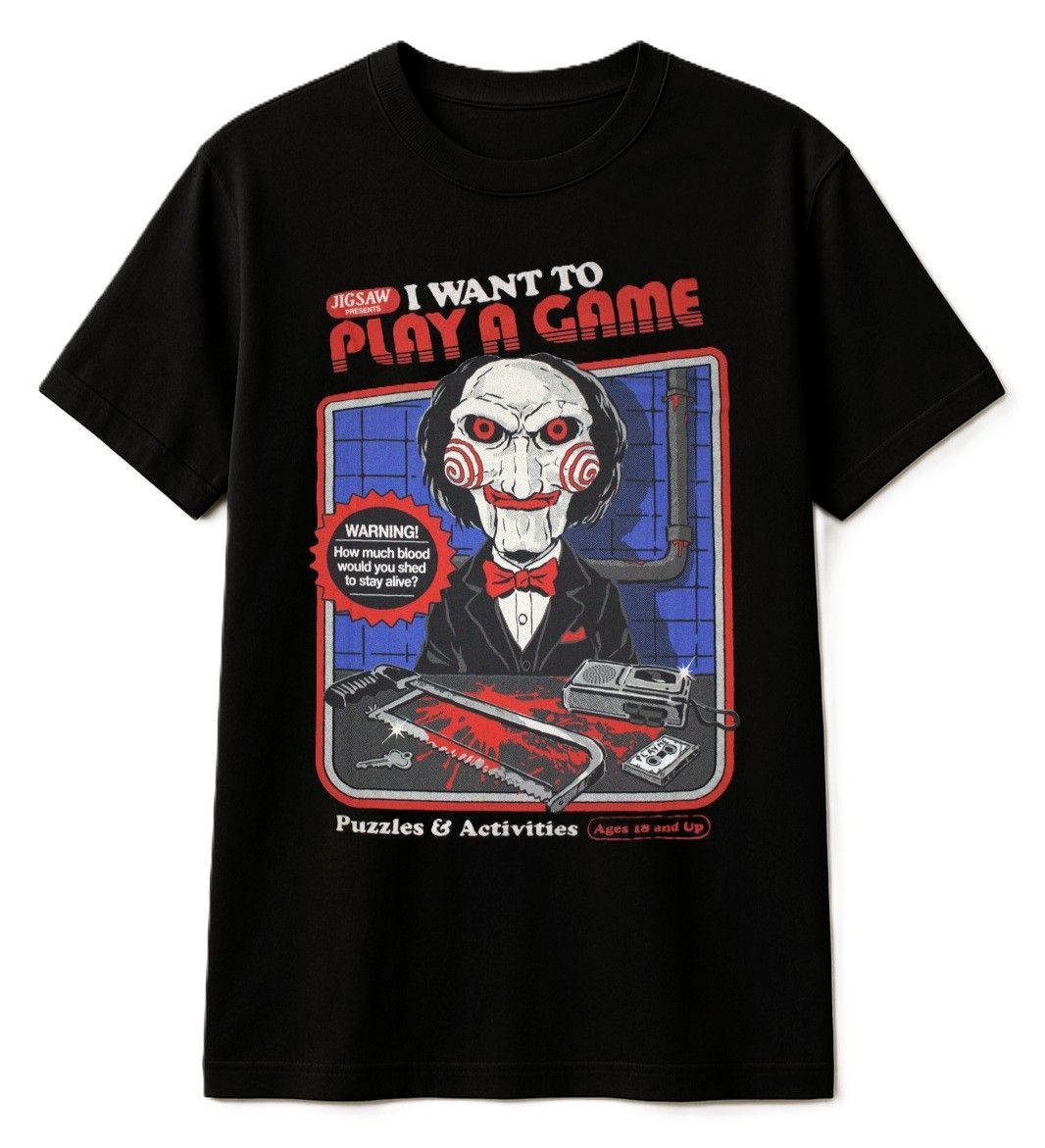 Saw 'I Want To Play A Game' Steven Rhodes T-Shirt Saw 'I Want To Play A Game' Steven Rhodes T-Shirt