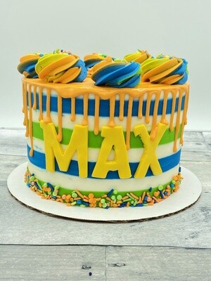Striped Cake with Fondant Name