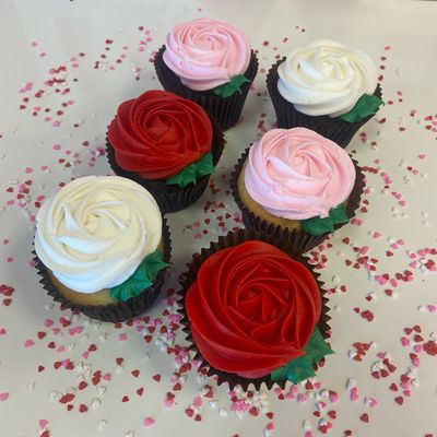Valentine Rose Cupcakes - 6-Pack