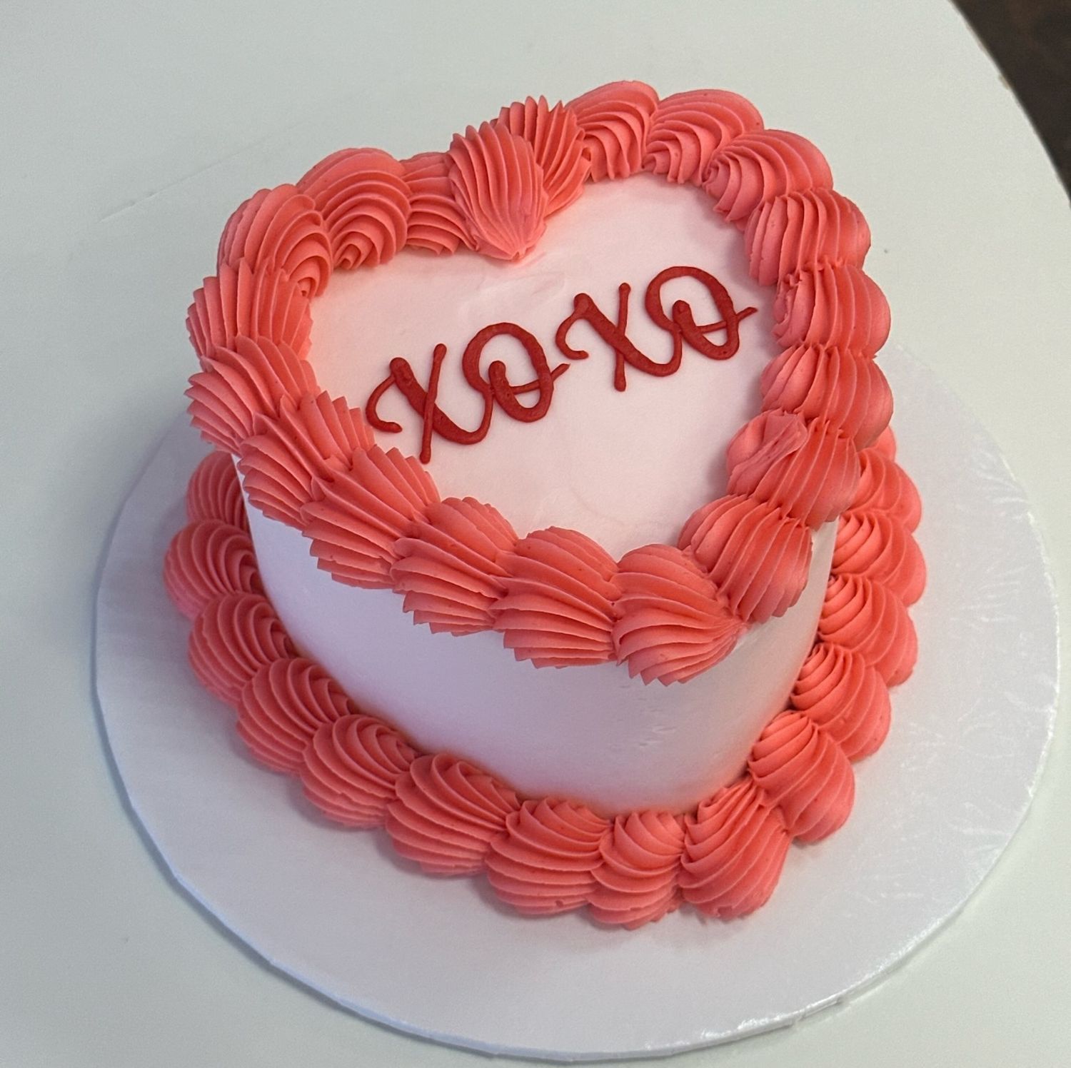 Gluten Free Pink Valentines Day Heart Cake XOXO