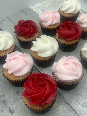 Mini Valentine Rose Cupcakes - Dozen