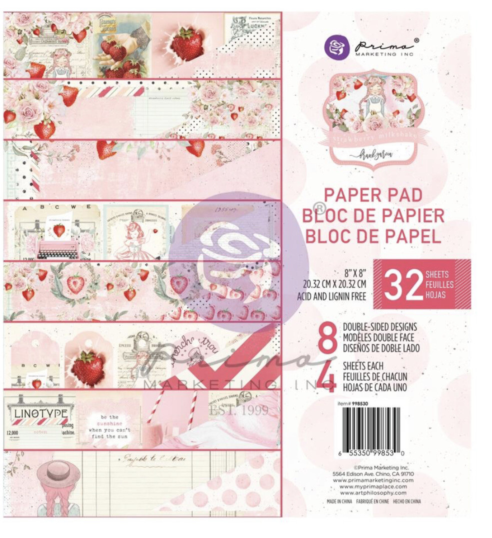 Strawberry Milkshake Paper Pad 8x8