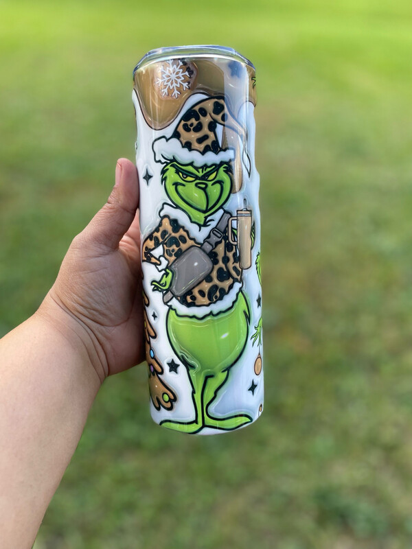 Cheetah Print Grinch Tumbler 20oz