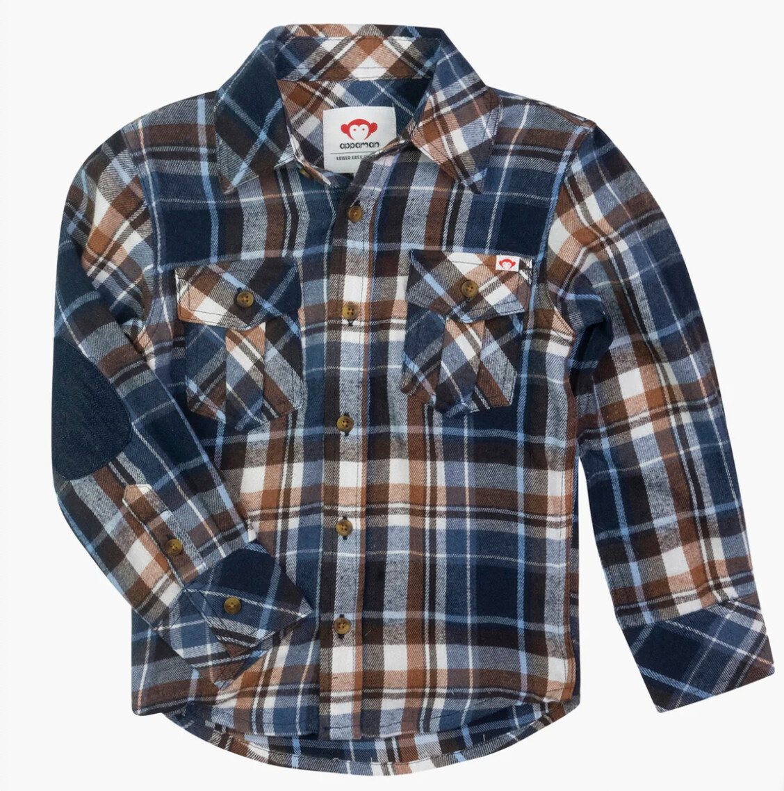 Flannel Shirt - Navy/Brown Plaid