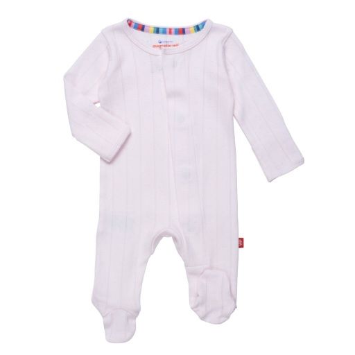 LOVE LINES POINTELLE FOOTY: Pink, Size: 3-6M