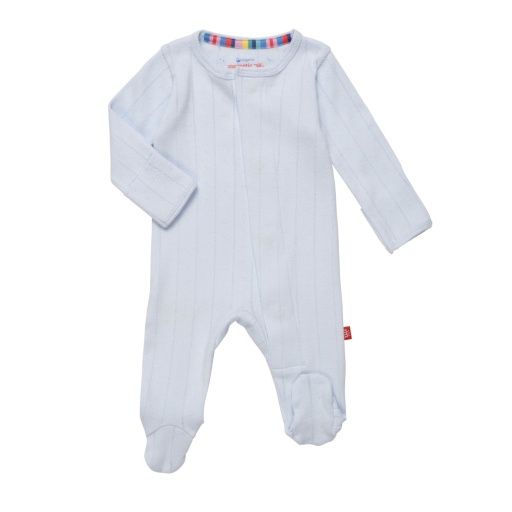 LOVE LINES POINTELLE FOOTY: Blue, Size: 3-6M