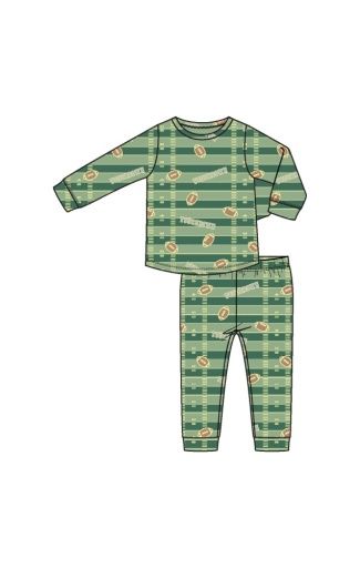 Football Field - Glow in the Dark - L/S Loungewear Set, Colour: GREEN, Size: 7-8Y