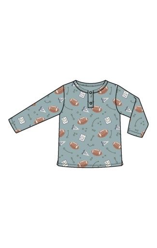 Touchdown Time - Grey Mist - L/S Henley, Size: 3T