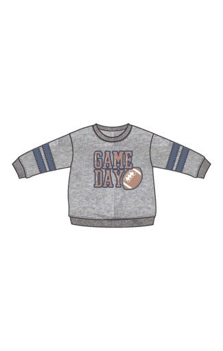 French Terry Sport - Varsity - Light Grey Heather - Cozy Drop Sleeve Sweatshirt W/ Varsity Stripes