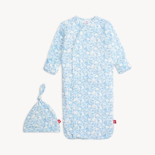 HERDS OF A FEATHER GOWN+HAT: Blue, Size: NB - 3M