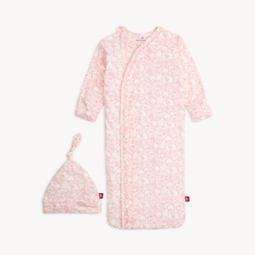 HERDS OF A FEATHER GOWN+HAT: Pink, Size: NB - 3M