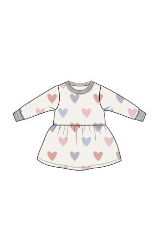 Hearts -French Terry  Dress, Colour: WHISPER WHITE, Size: 3T