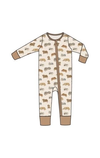 Napping Puppies Playsuit, Colour: IVORY/TAN, Size: 3-6M