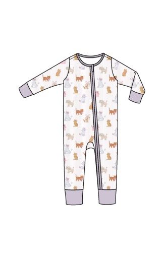 Fancy Pets -Playsuit, Color: Orchid Stripe w/Print, Size: 0-3M
