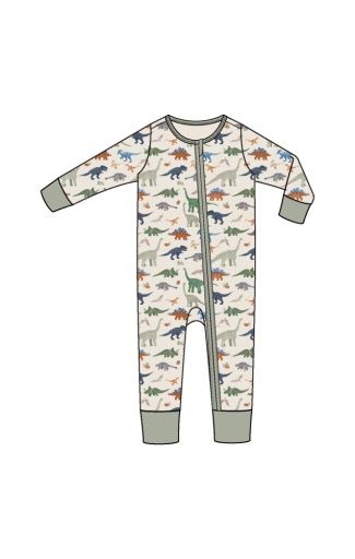 Washy Dinos Playsuit, Colour: IVORY/GREEN, Size: 3-6M