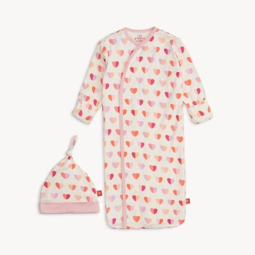 PINK XOXO MODAL GOWN + HAT SET, Size: NB - 3M