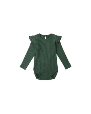 SHOULDER RUFFLE BODYSUIT || GREEN
