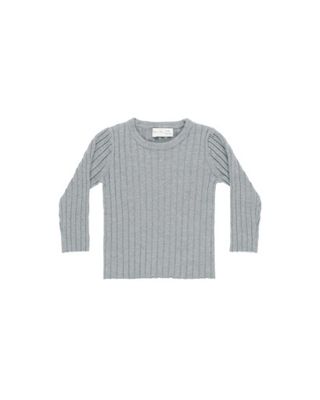 LONG SLEEVE KNIT TOP || DUSTY BLUE