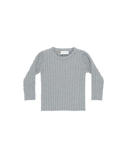 LONG SLEEVE KNIT TOP || DUSTY BLUE